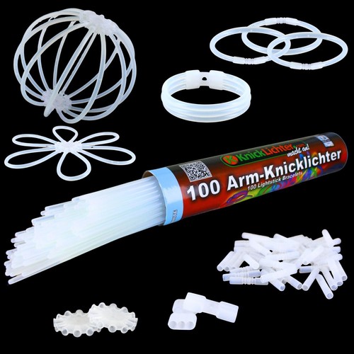 100 arm knicklichter - knicklichter, weiß
